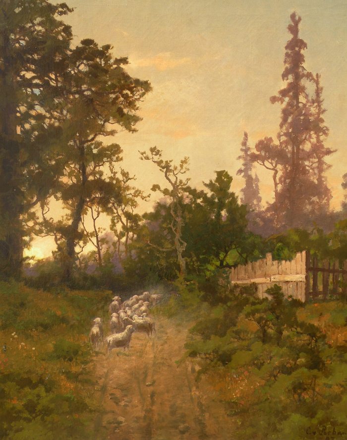 Carl Von Perbandt - Herd of sheep on country path 